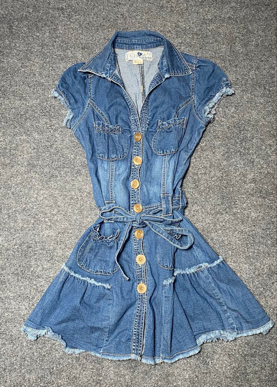 Vintage Y2K Jolt Denim Button Down Mini Dress Women's 7